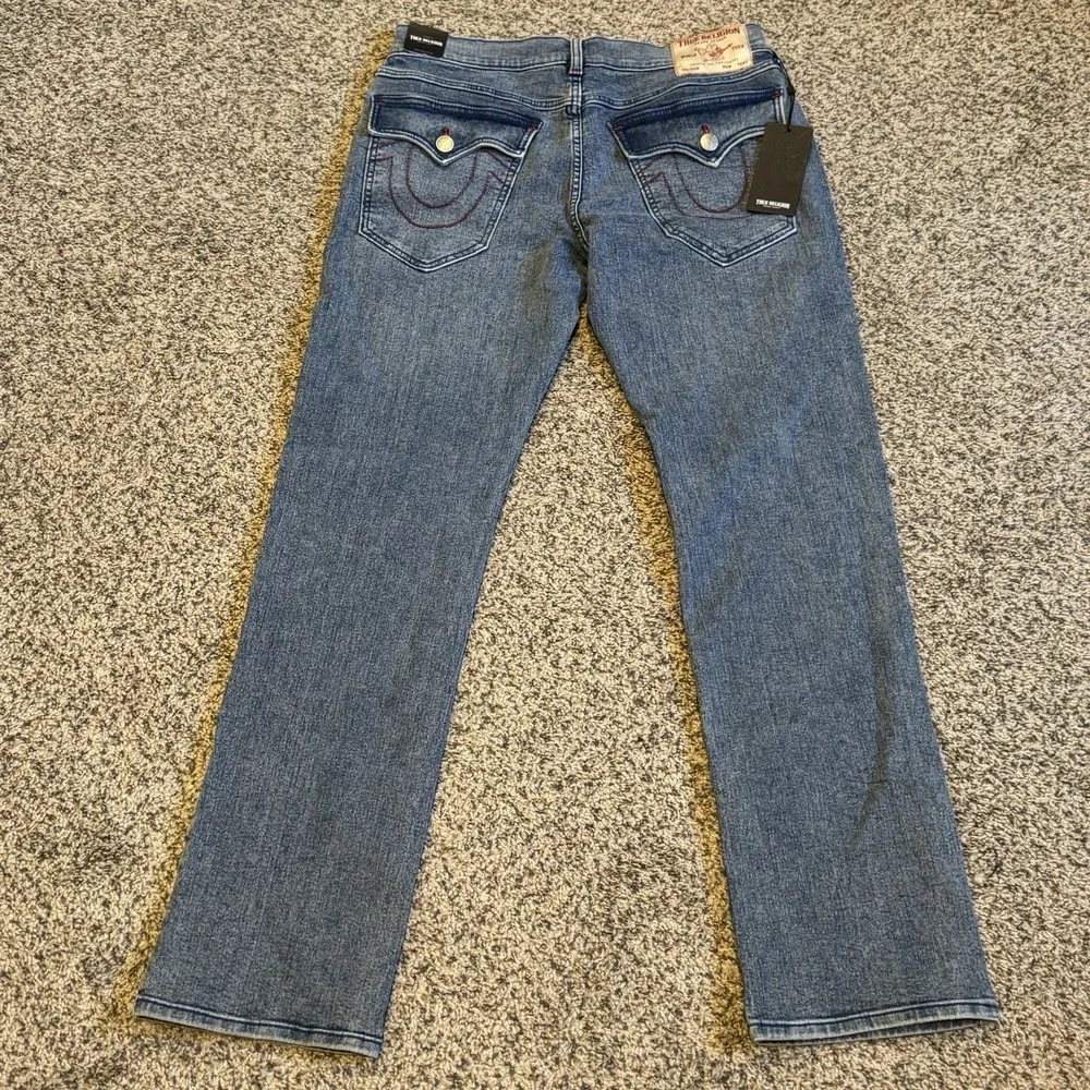 TRUE RELIGION RICKY SN FLAP RELAXED STRAIGHT Peppermint Wash JEANS 32x34